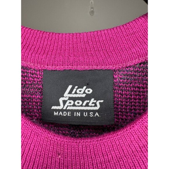 Lido Sports Womens Wool Blend Pink Black Sweater Pullover Medium USA EUC - Picture 7 of 11